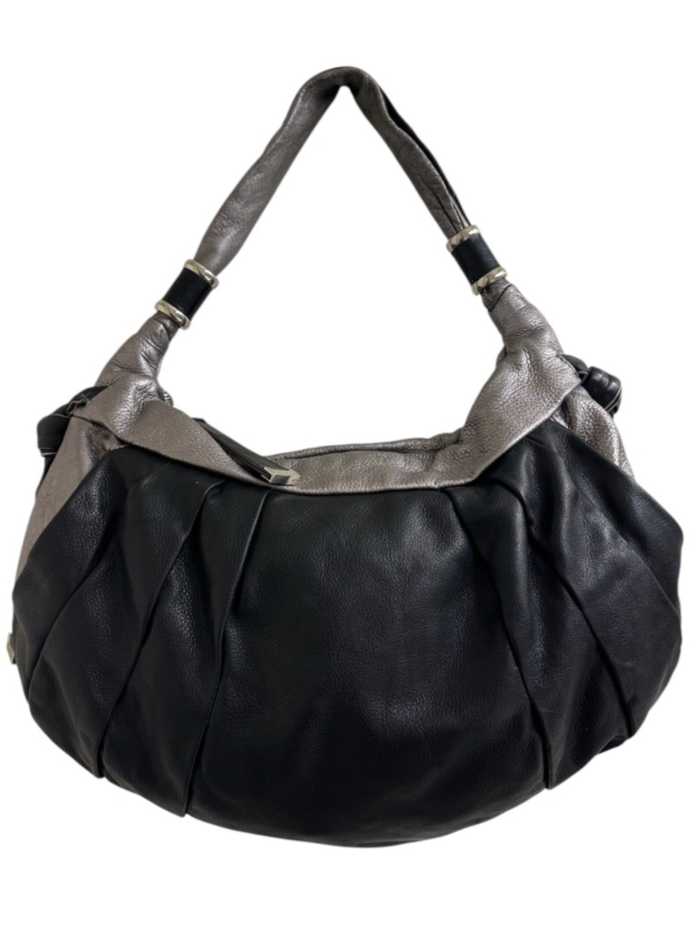 b. makowsky black and silver slouchy hobo bag - EUC
